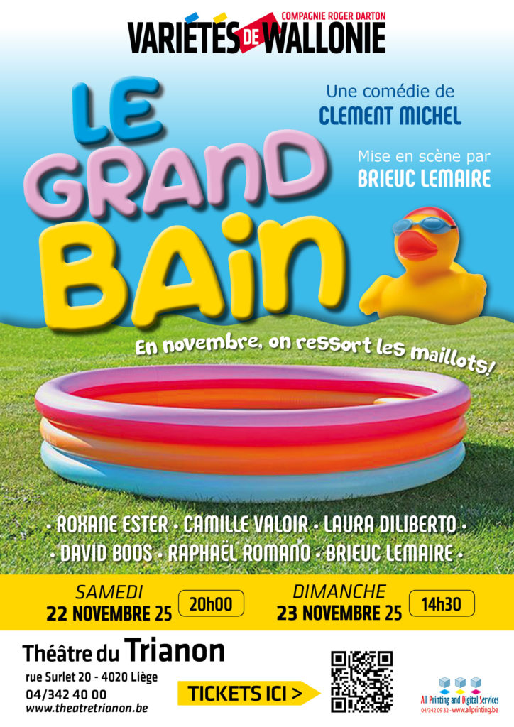 Le grand bain de Clément Michel, comédie au Trianon Liège les 22 et 23 novembre 2025.